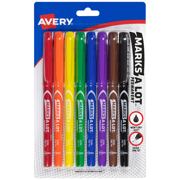 Avery 09231 Marks A Lot Ultra Fine Tip Permanent Markers Assorted Colors